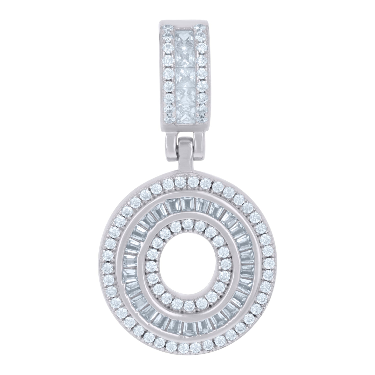 925 Sterling Silver Cz Pendant Initial Letter "O"