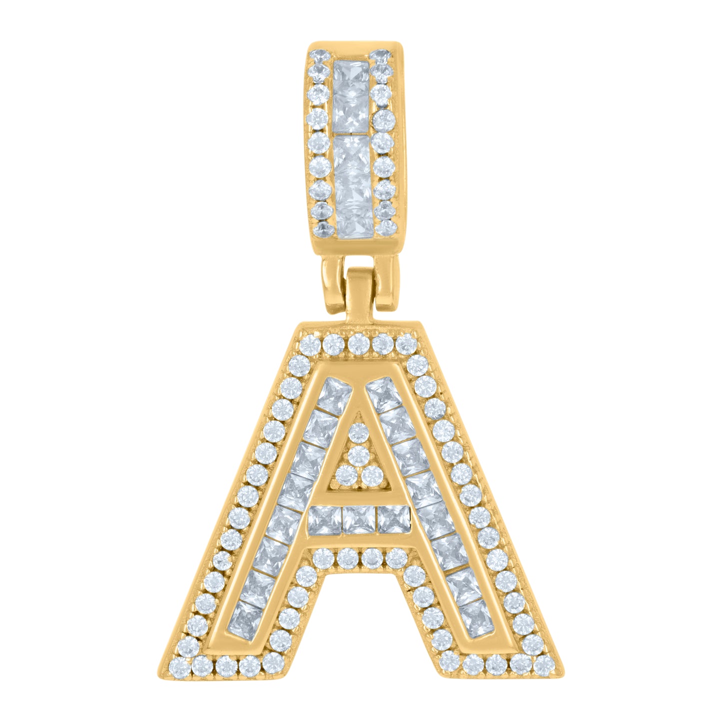 925 Sterling Silver Cz Pendant Initial Letter "A"