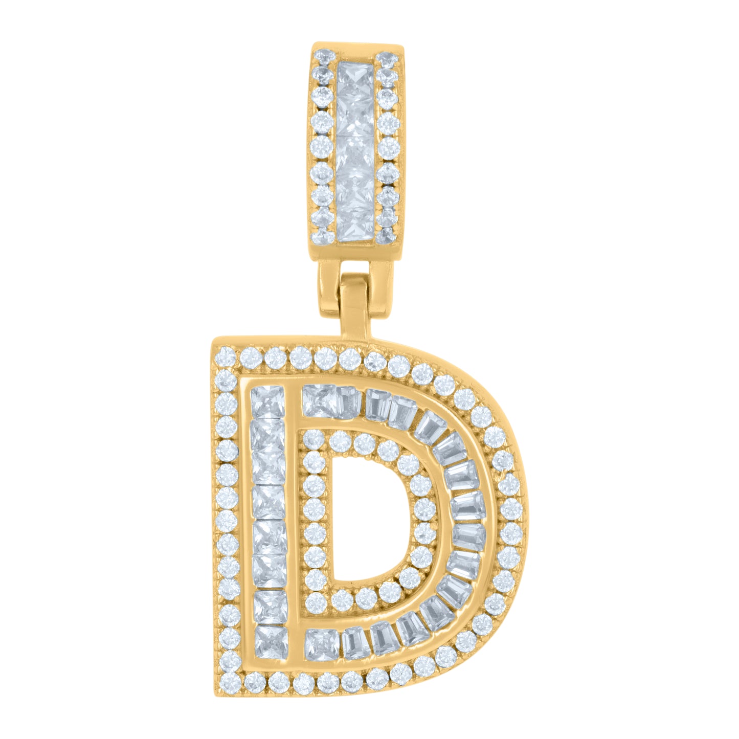 925 Sterling Silver Cz Pendant Initial Letter "D"
