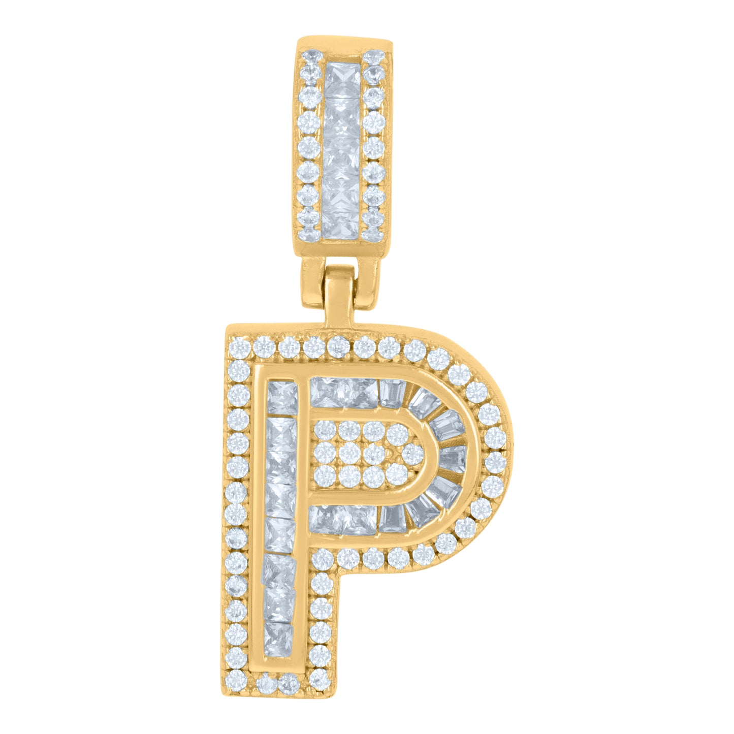 925 Sterling Silver Cz Pendant Initial Letter "P"