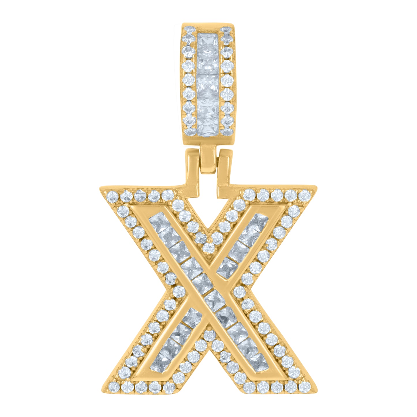 925 Sterling Silver Cz Pendant Initial Letter "X"