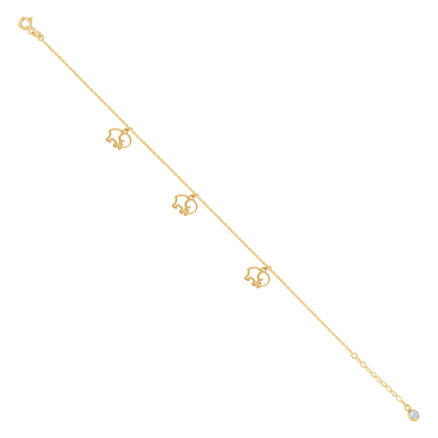 10Kt Gold Turkish Anklet 8"
