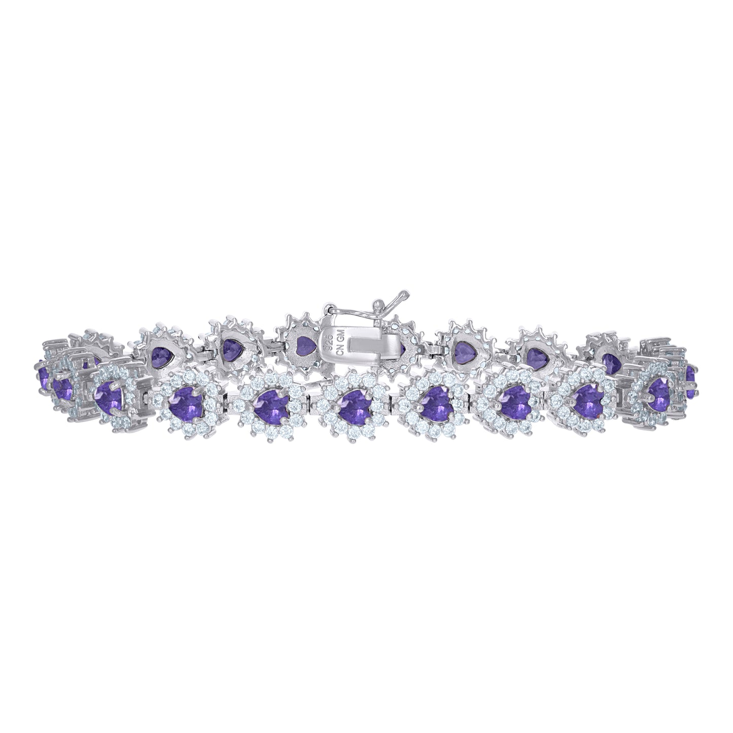 925 Sterling Silver Cz Bracelet 7"