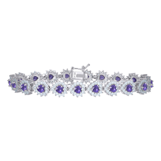 925 Sterling Silver Cz Bracelet 7"
