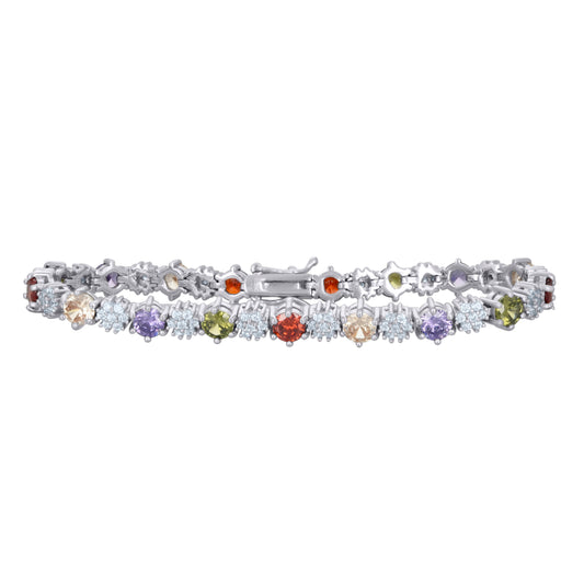 925 Sterling Silver Cz Bracelet 7.5 Inches