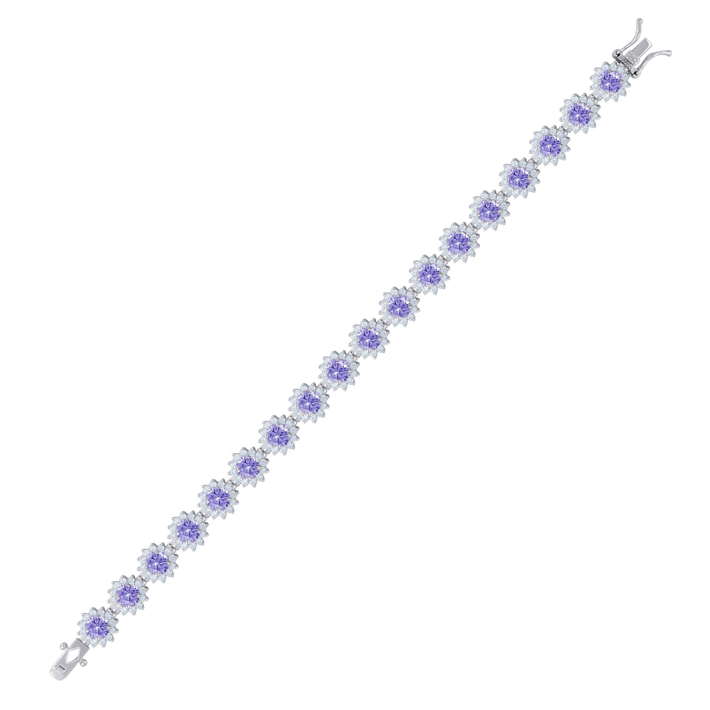 925 Sterling Silver Cz Bracelet 7.5 Inches