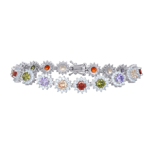 925 Sterling Silver Cz Bracelet 7.5 Inches