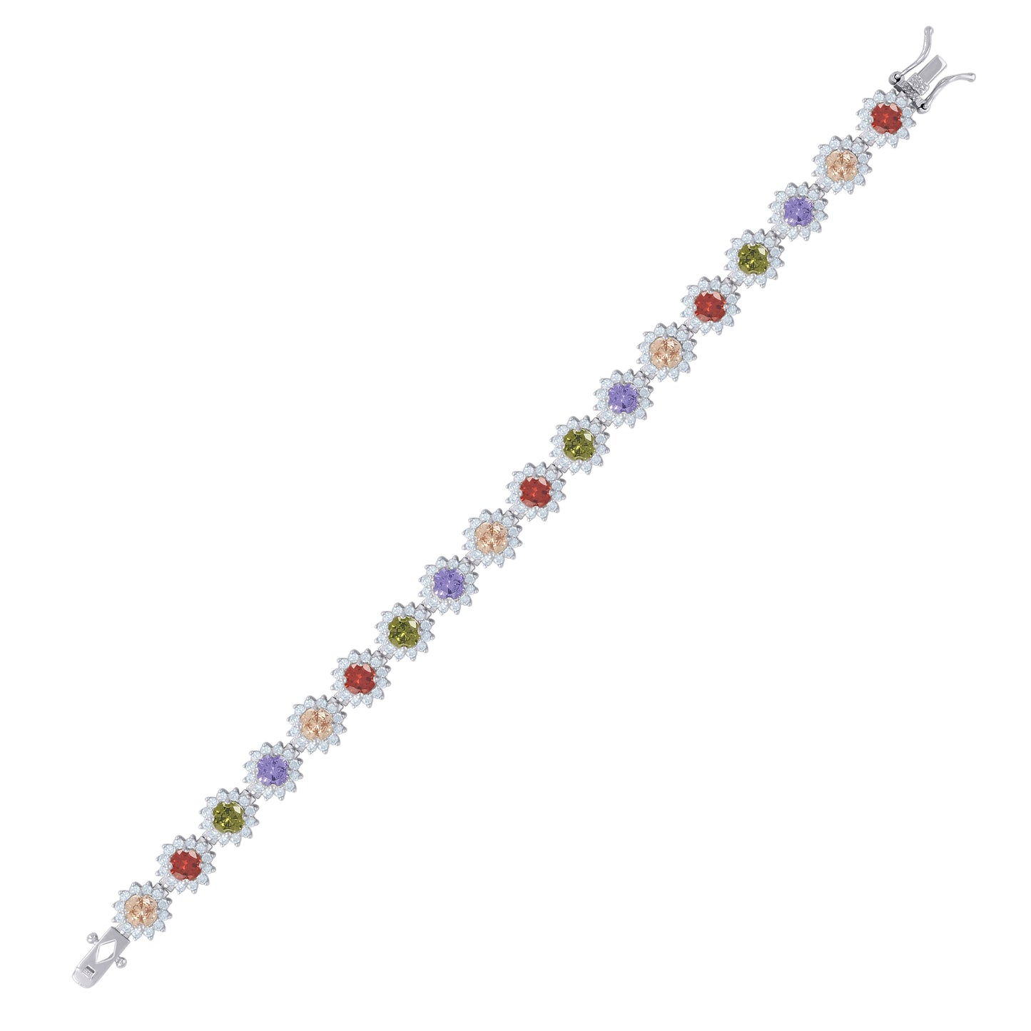 925 Sterling Silver Cz Bracelet 7.5 Inches