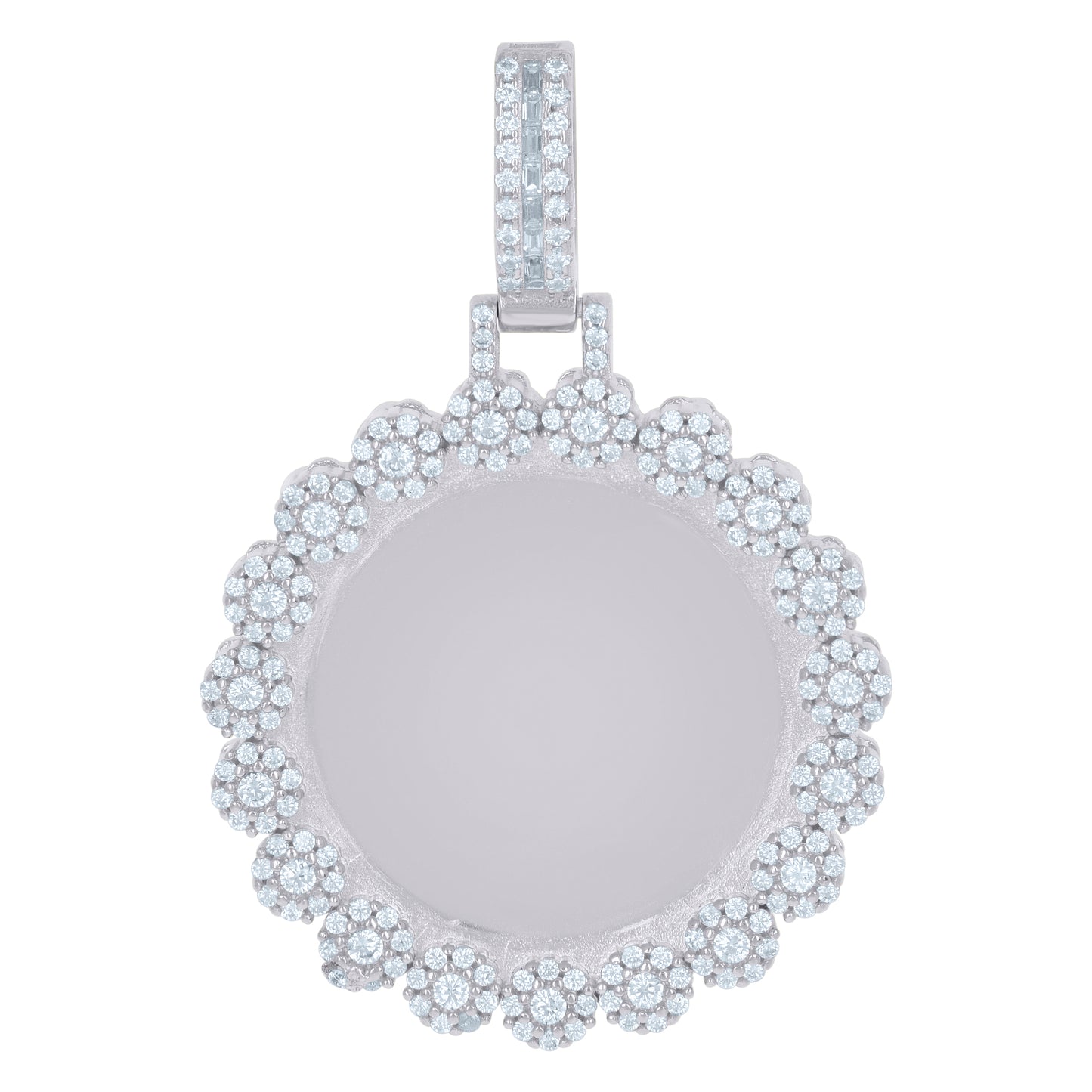 925 Sterling Silver Cz Picture Frame Pendant