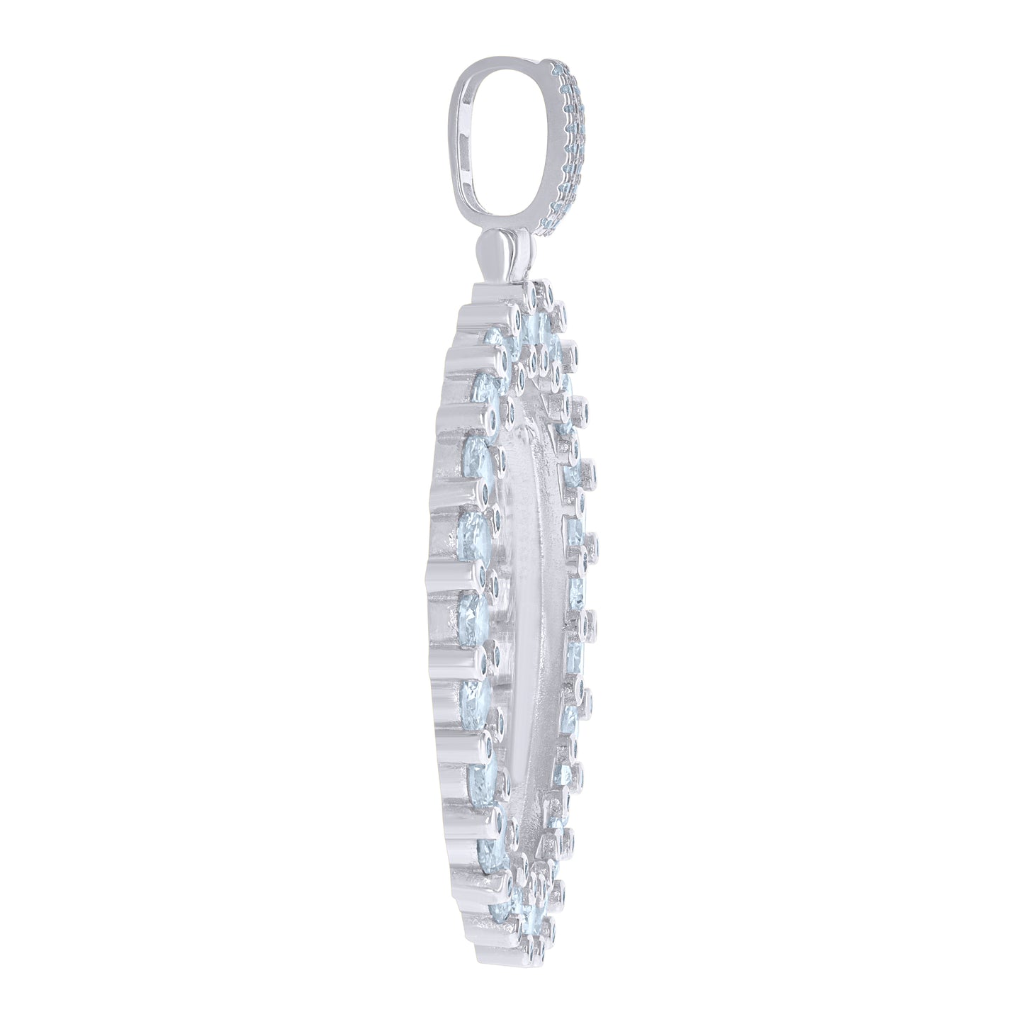 925 Sterling Silver Cz Picture Frame Pendant