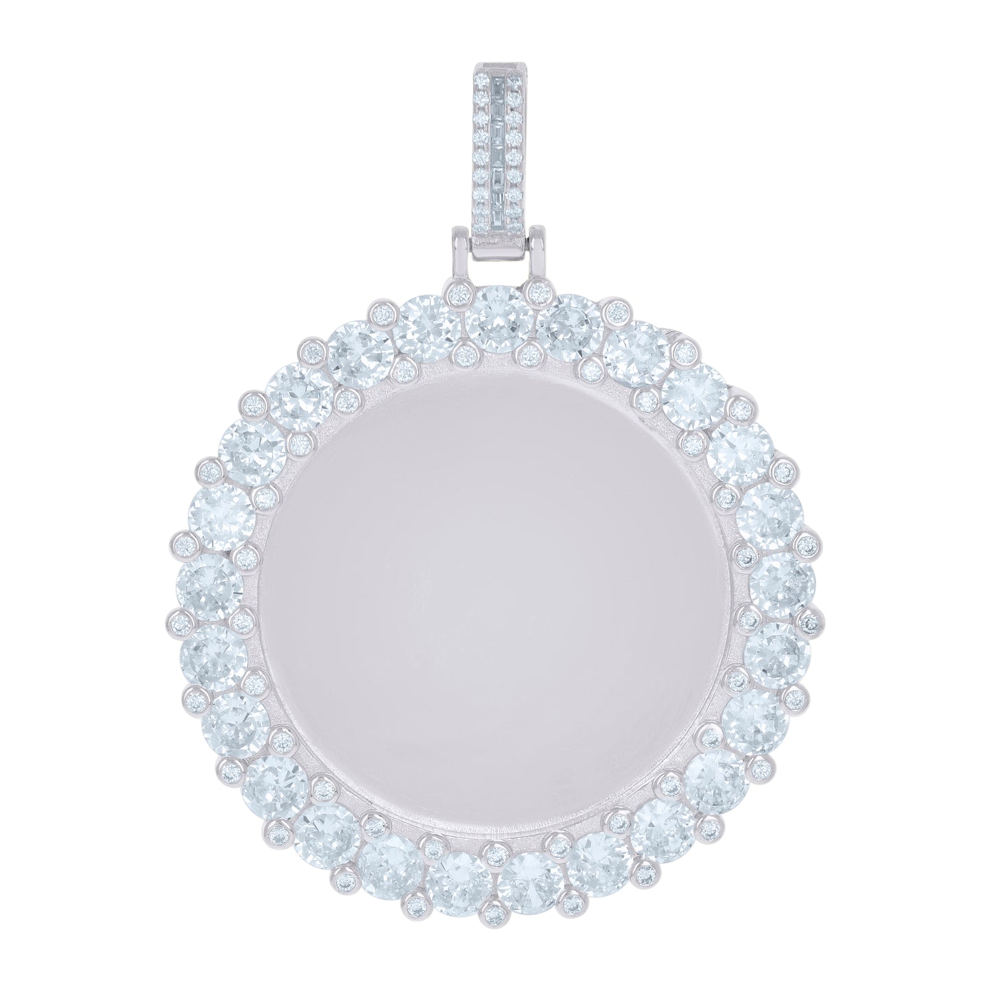 925 Sterling Silver Cz Picture Frame Pendant