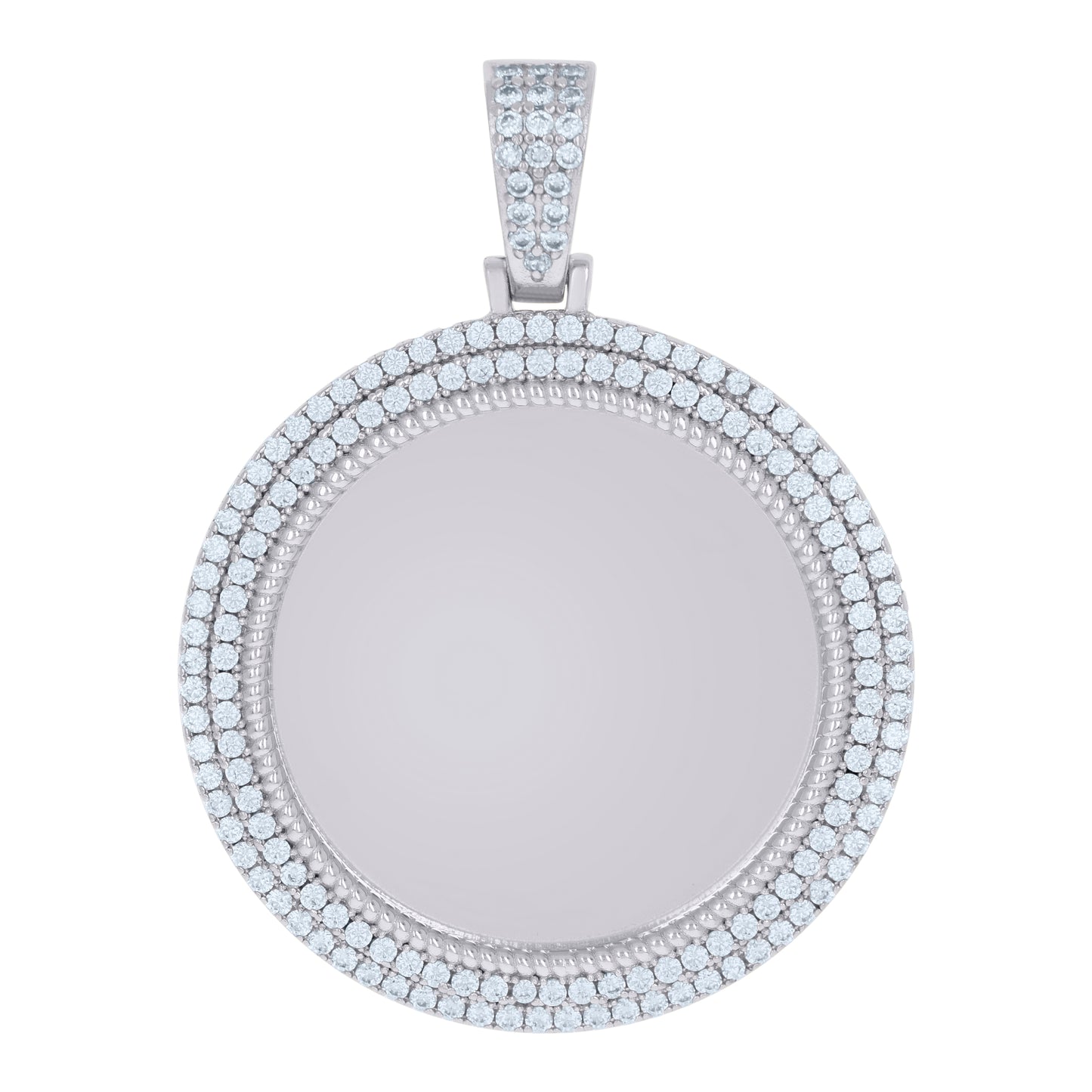 925 Sterling Silver Cz Picture Frame Pendant