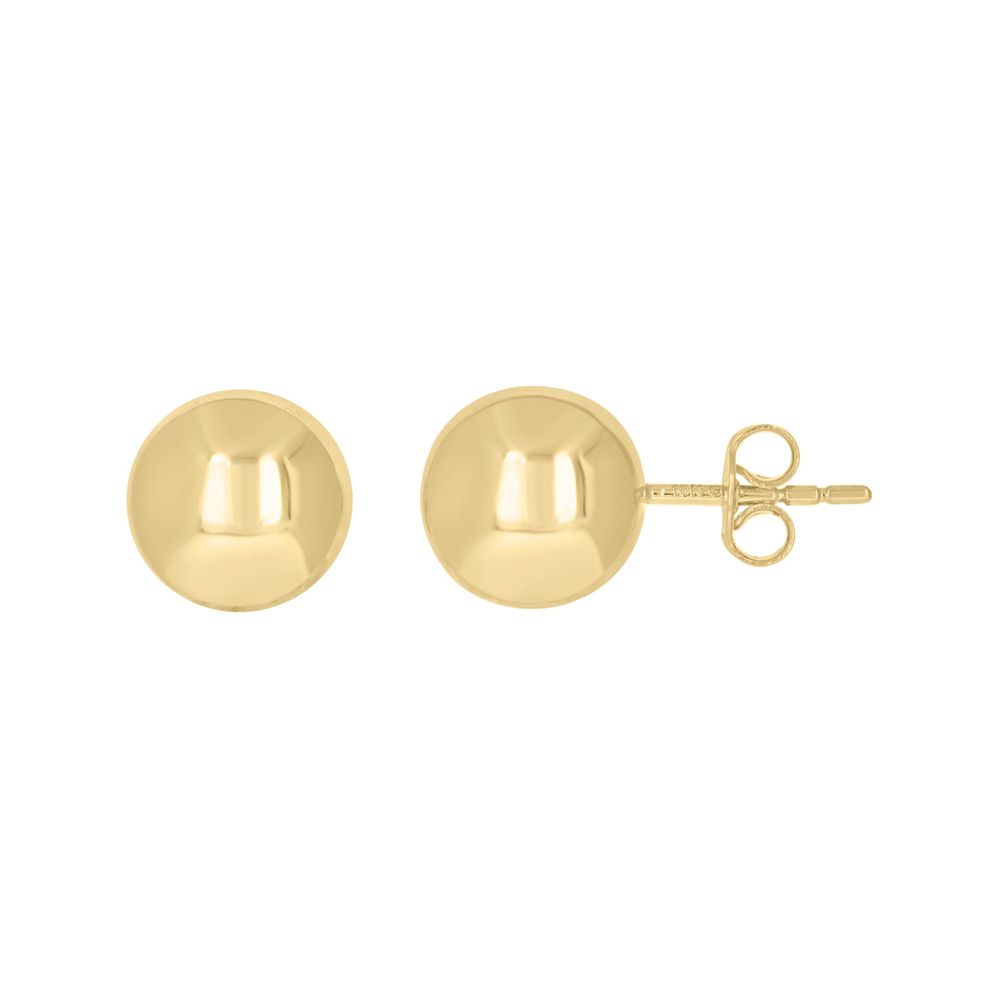 10Kt Gold Plain Ball-Stud Earrings 10mm