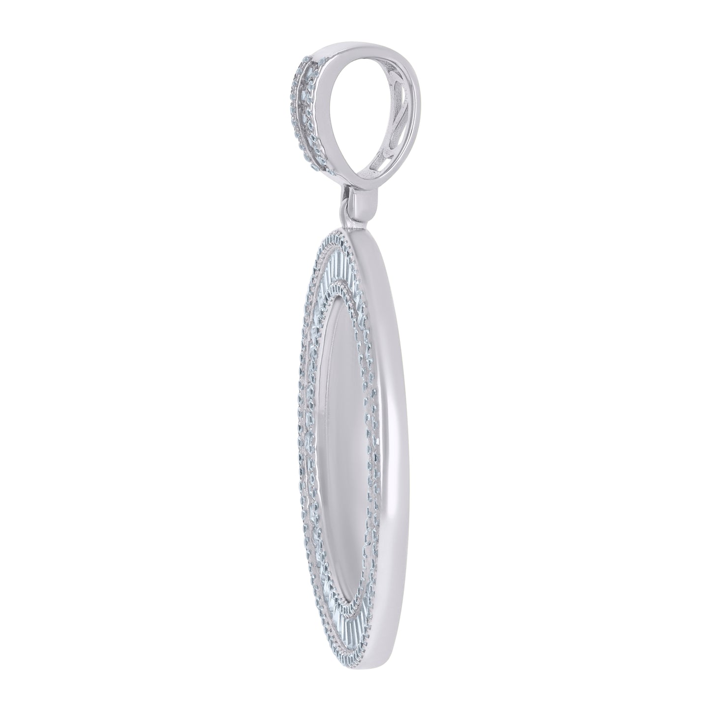 925 Sterling Silver Cz Picture Frame Pendant