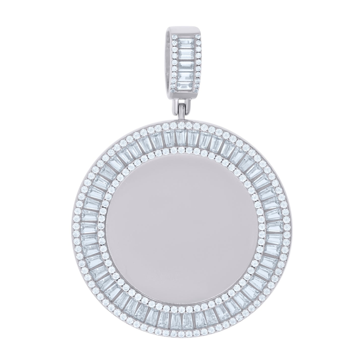 925 Sterling Silver Cz Picture Frame Pendant