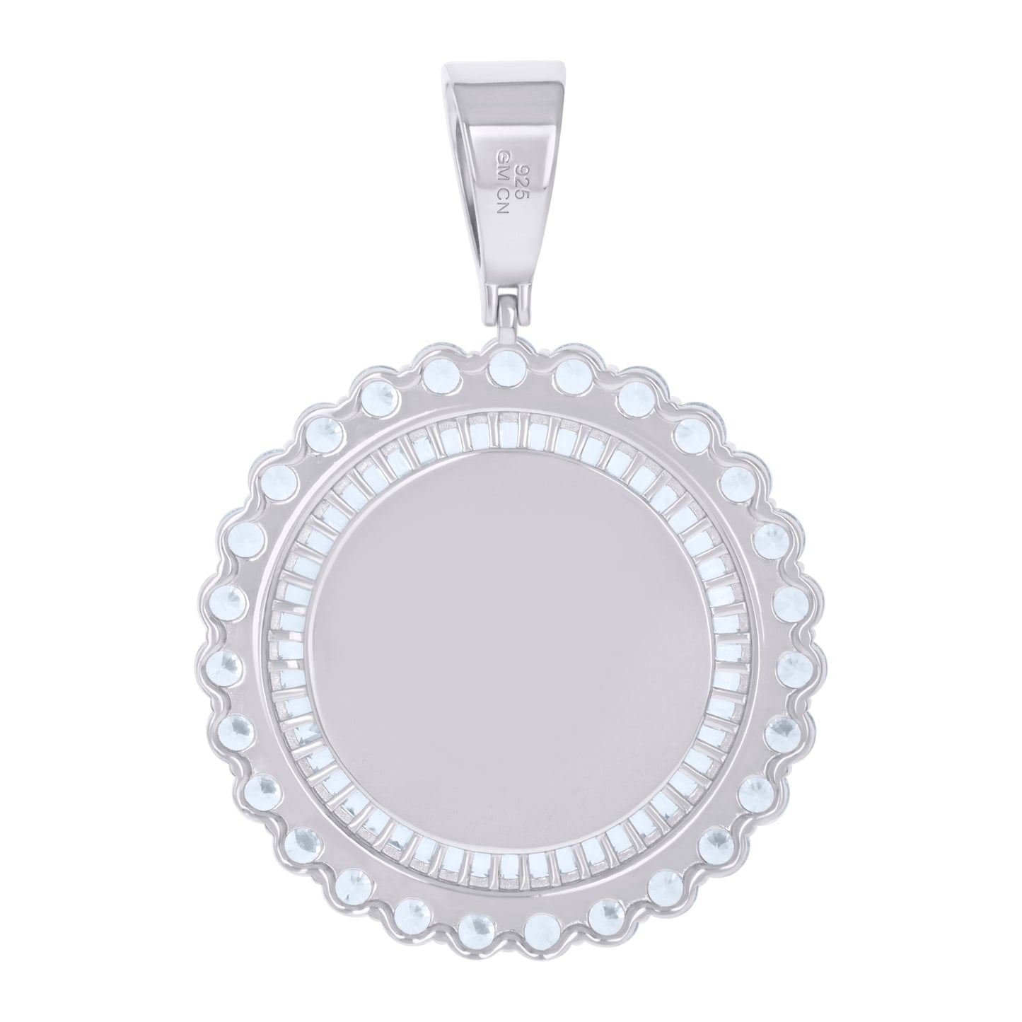 925 Sterling Silver Cz Picture Frame Pendant