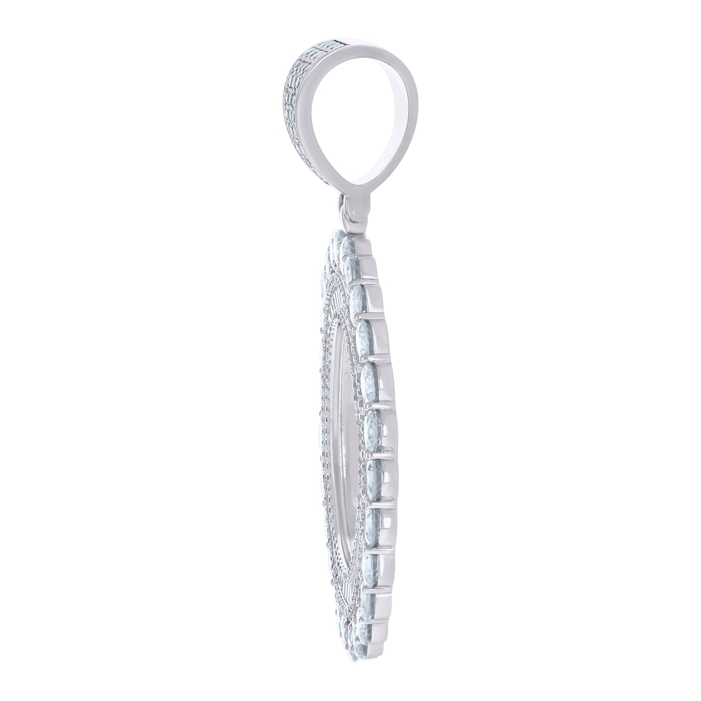 925 Sterling Silver Cz Picture Frame Pendant