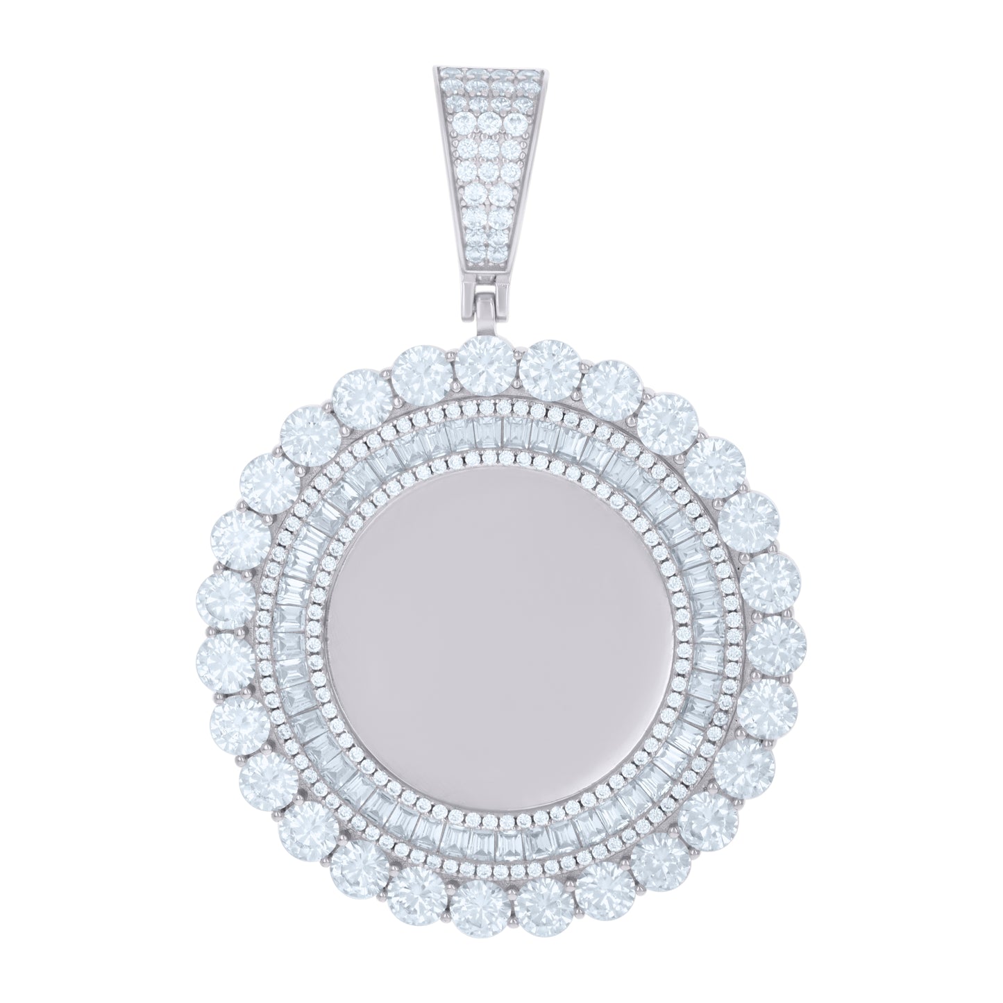 925 Sterling Silver Cz Picture Frame Pendant