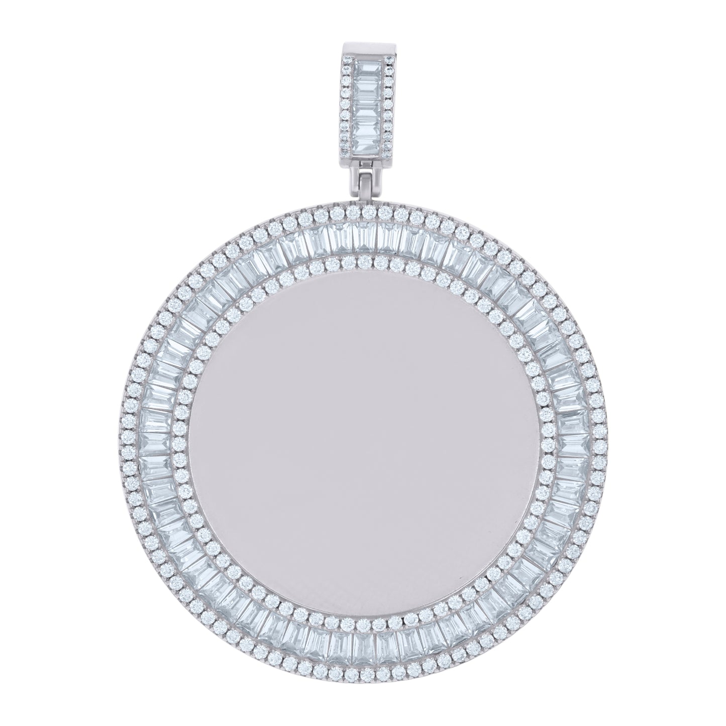 925 Sterling Silver Cz Picture Frame Pendant