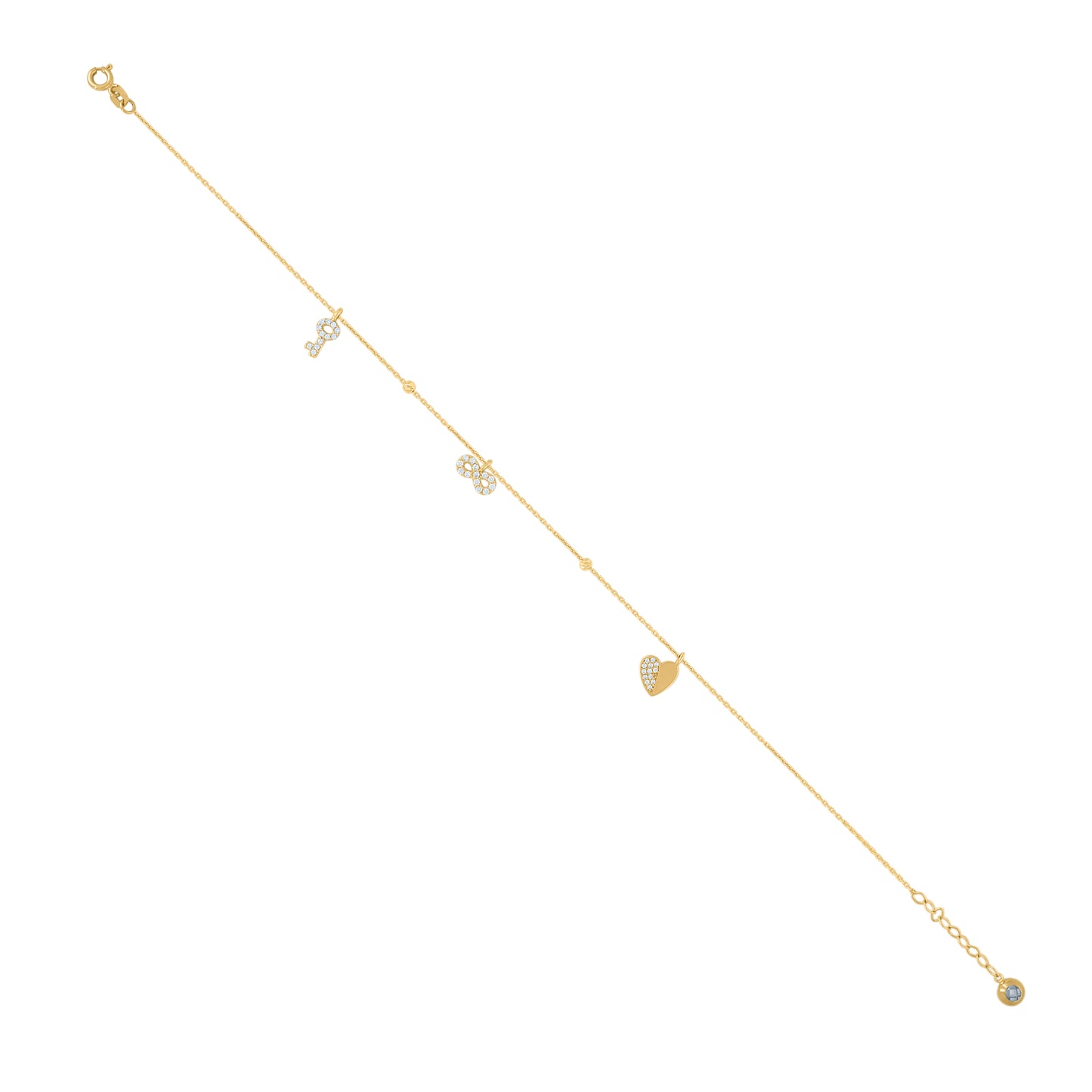 10Kt Gold Turkish Anklet 10"