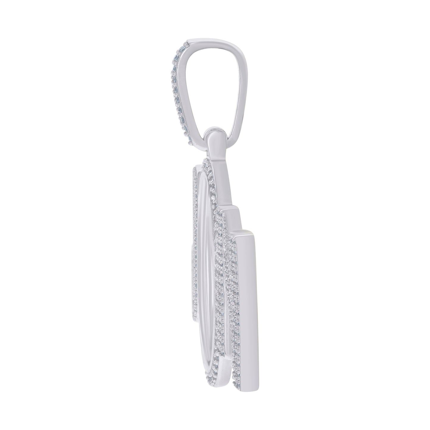925 Sterling Silver Cz Picture Frame Pendant