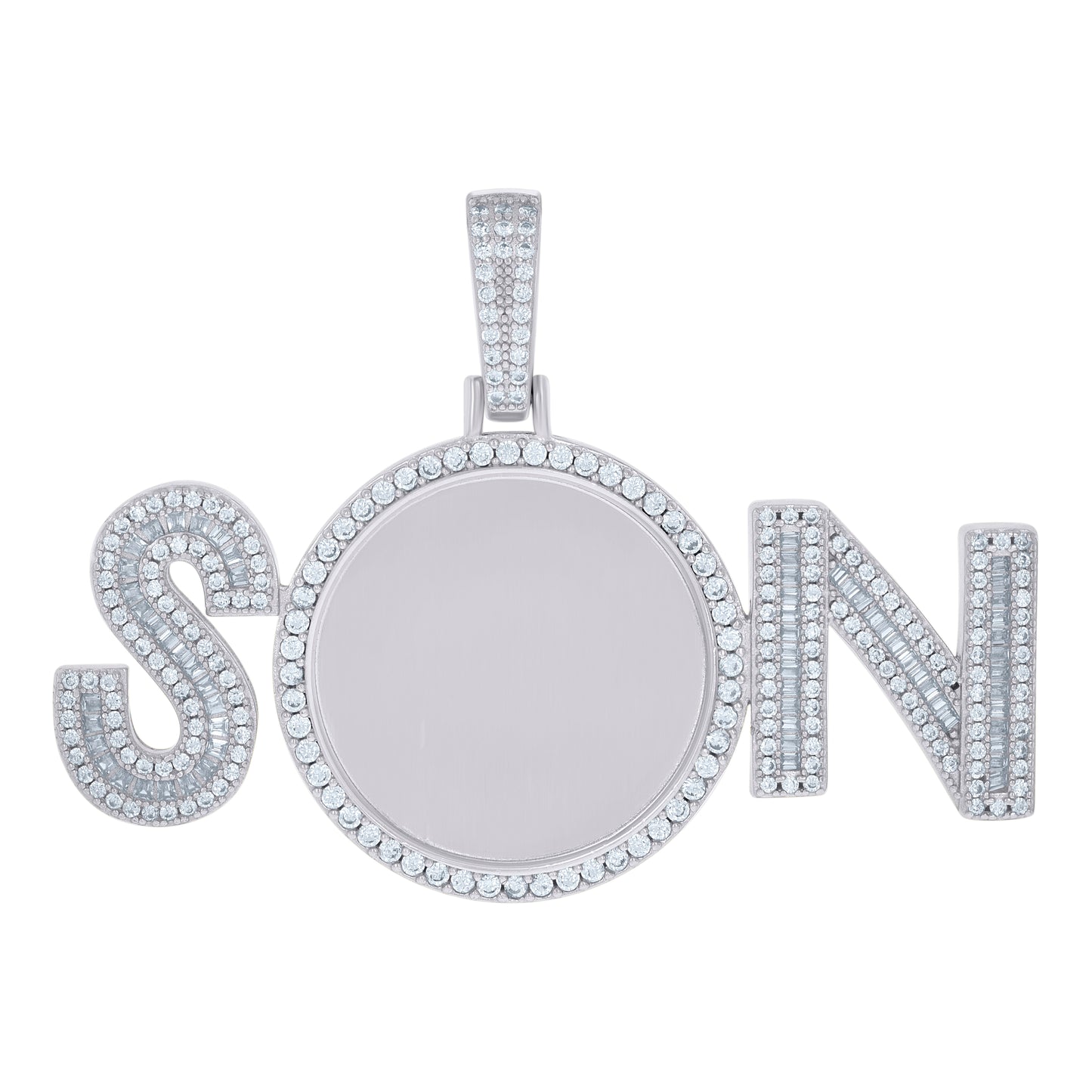 925 Sterling Silver Cz Picture Frame Pendant
