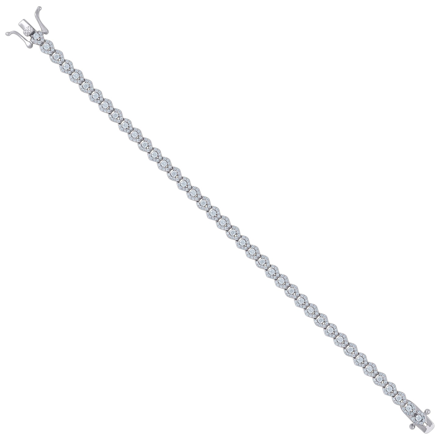 925 Sterling Silver Cz Bracelet 7"