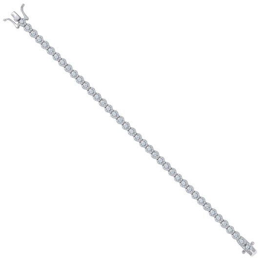 925 Sterling Silver Cz Bracelet 7"