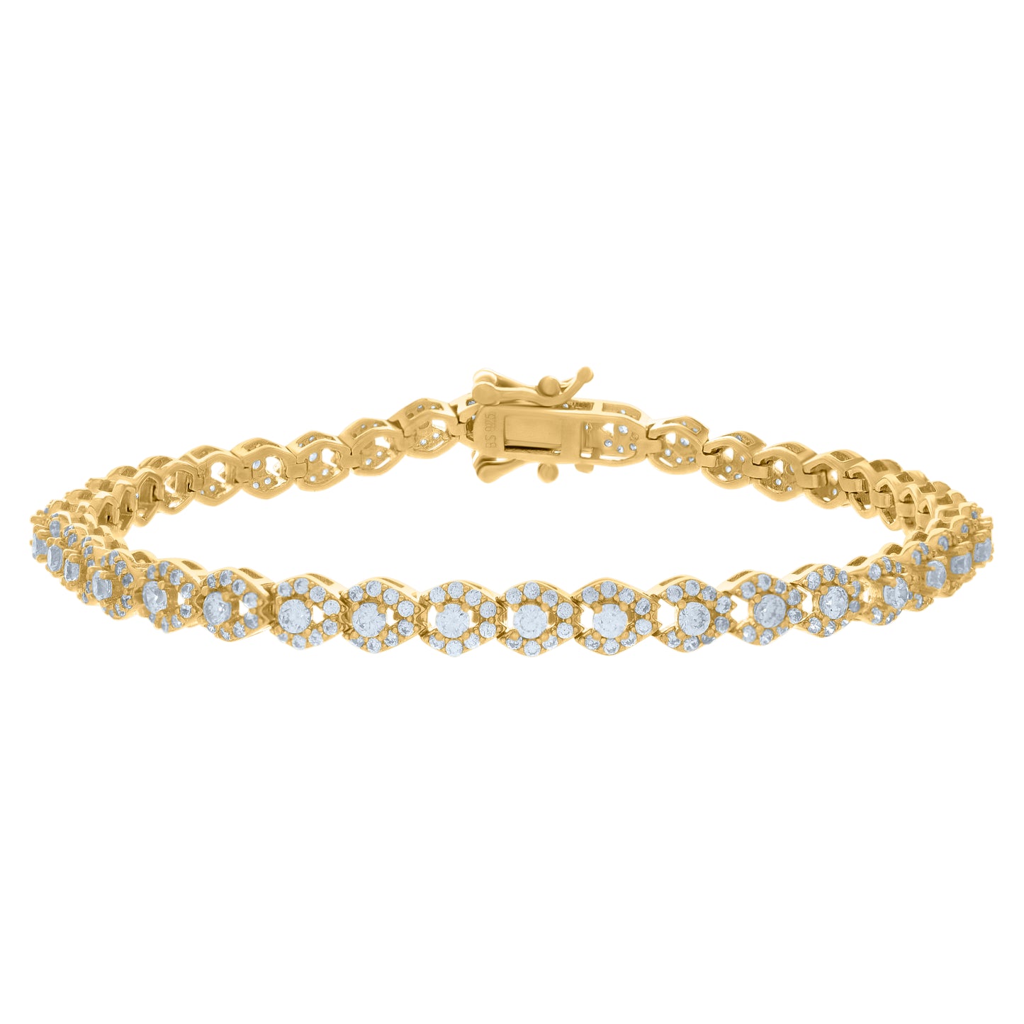 925 Sterling Silver Cz Bracelet 7"