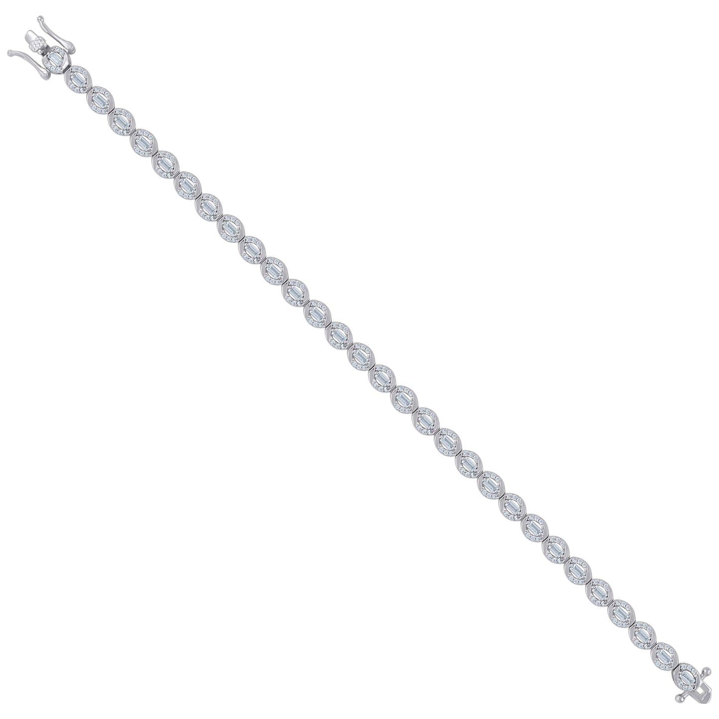 925 Sterling Silver Cz Bracelet 7"