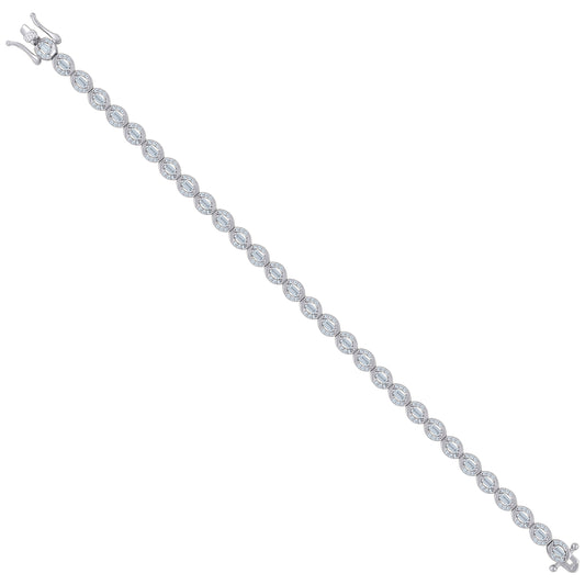 925 Sterling Silver Cz Bracelet 7"