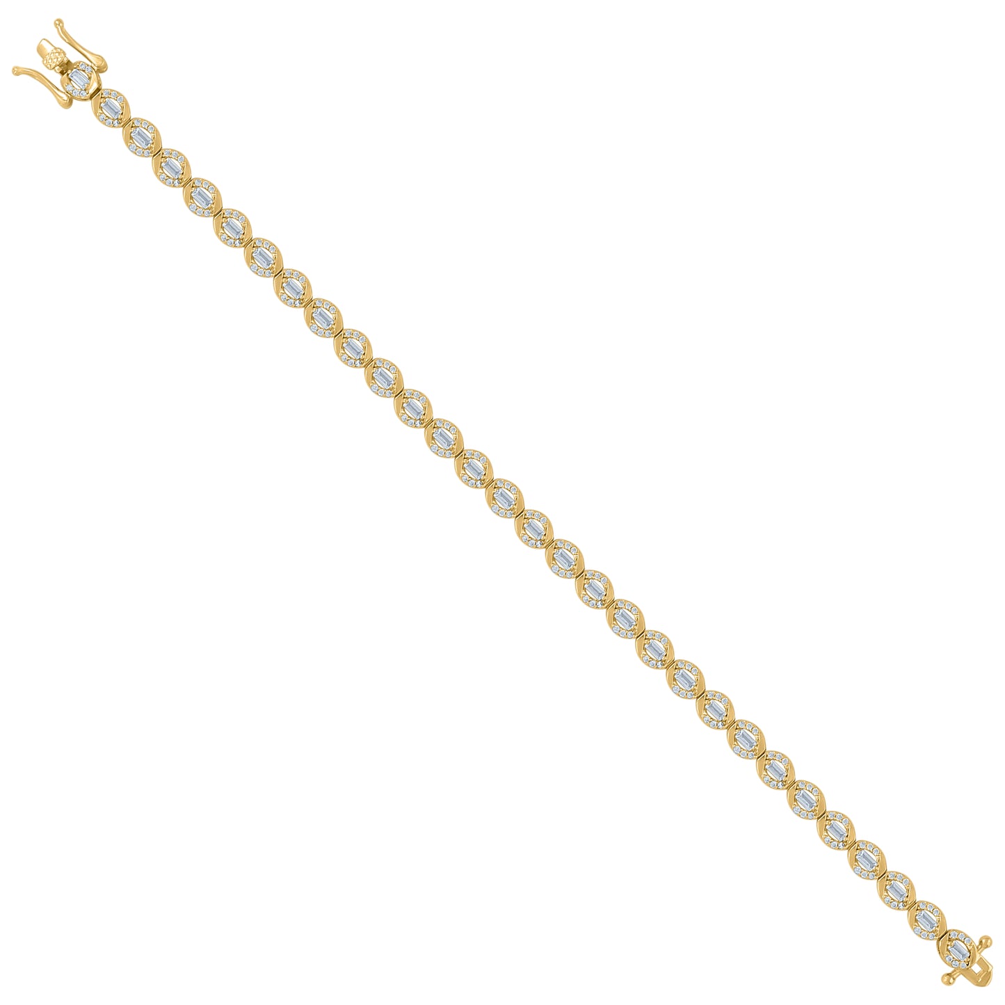 925 Sterling Silver Cz Bracelet 7"