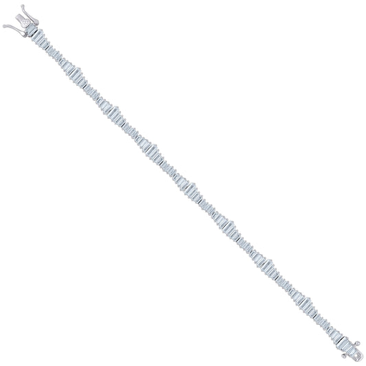925 Sterling Silver Cz Bracelet 7"