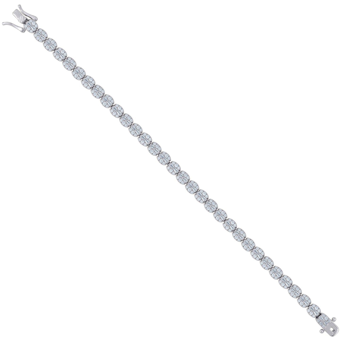 925 Sterling Silver Cz Bracelet 7"
