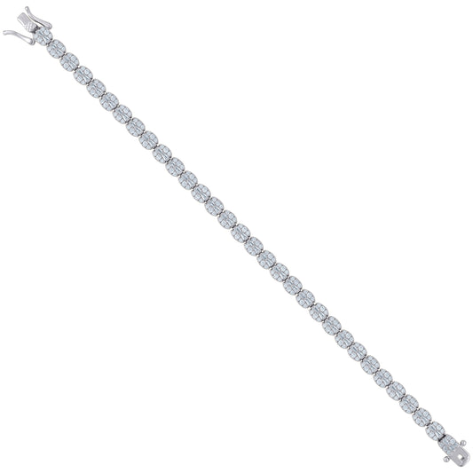 925 Sterling Silver Cz Bracelet 7"