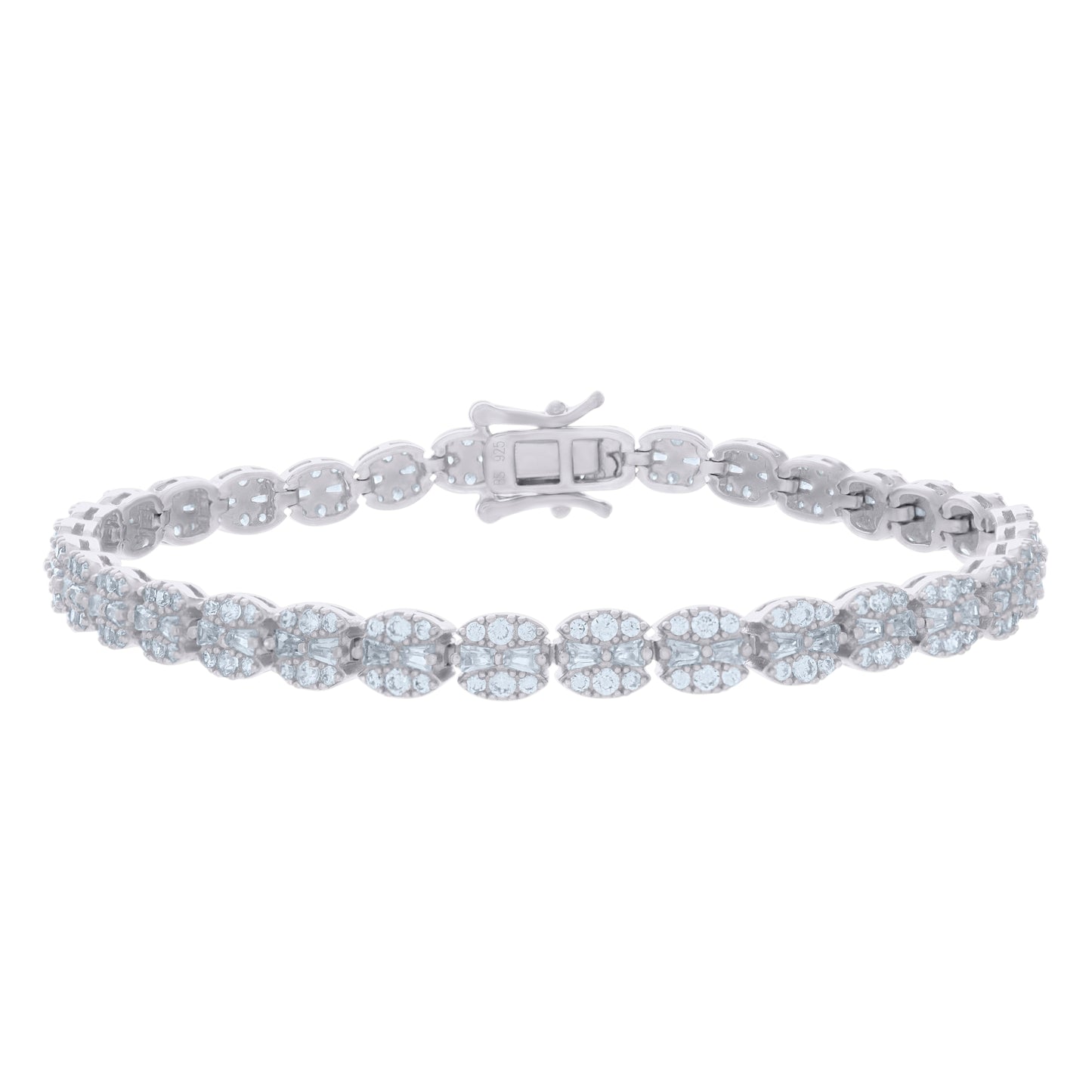925 Sterling Silver Cz Bracelet 7"