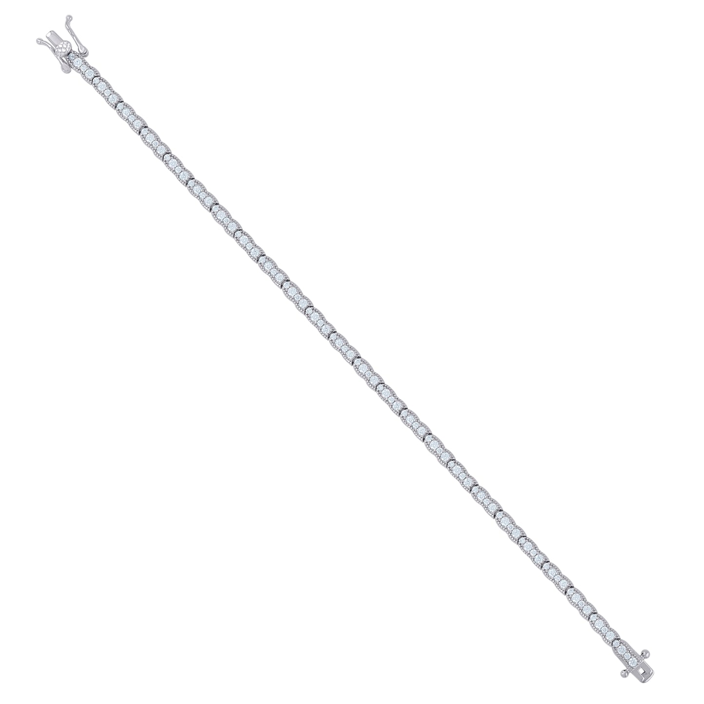925 Sterling Silver Cz Bracelet 7"