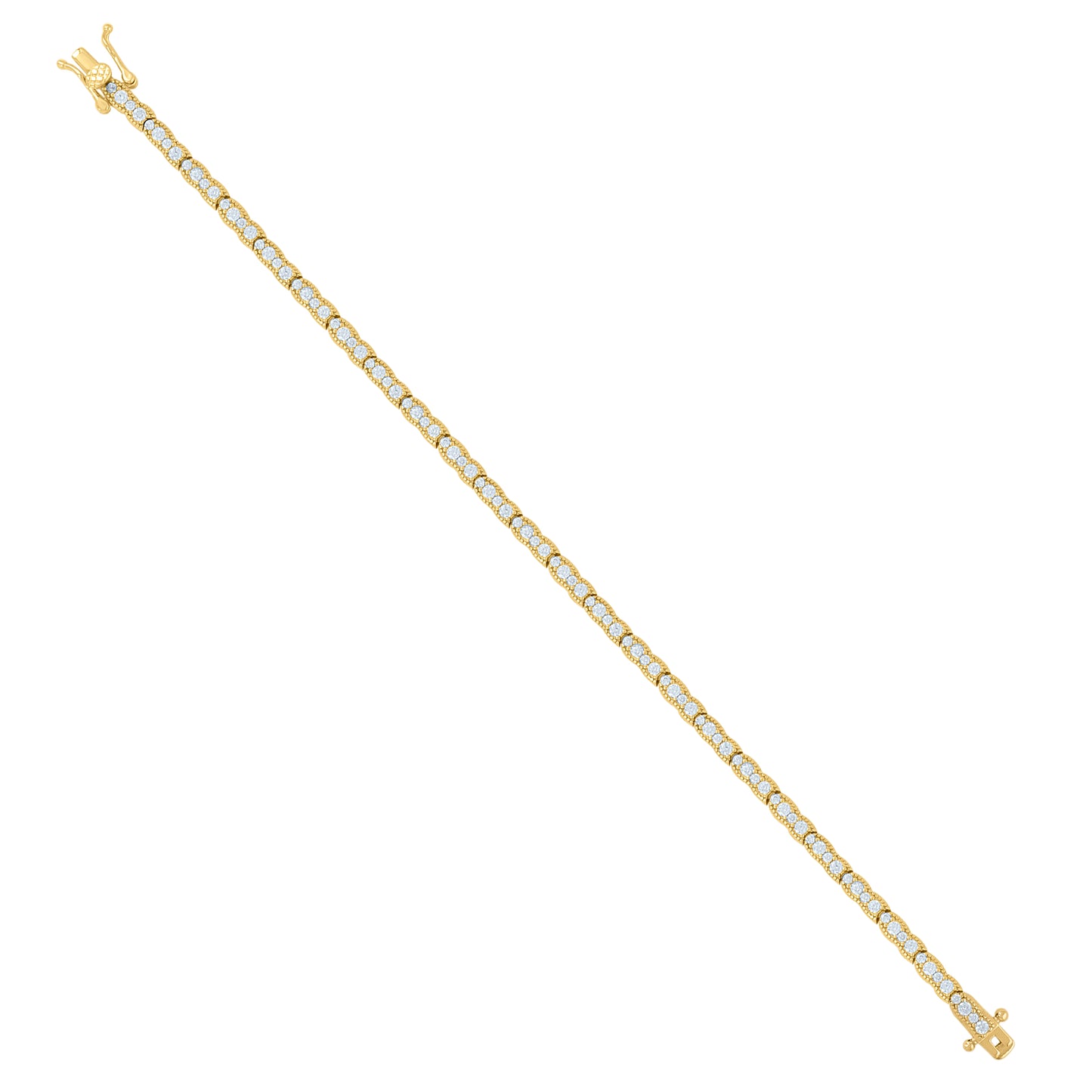 925 Sterling Silver Cz Bracelet 7"