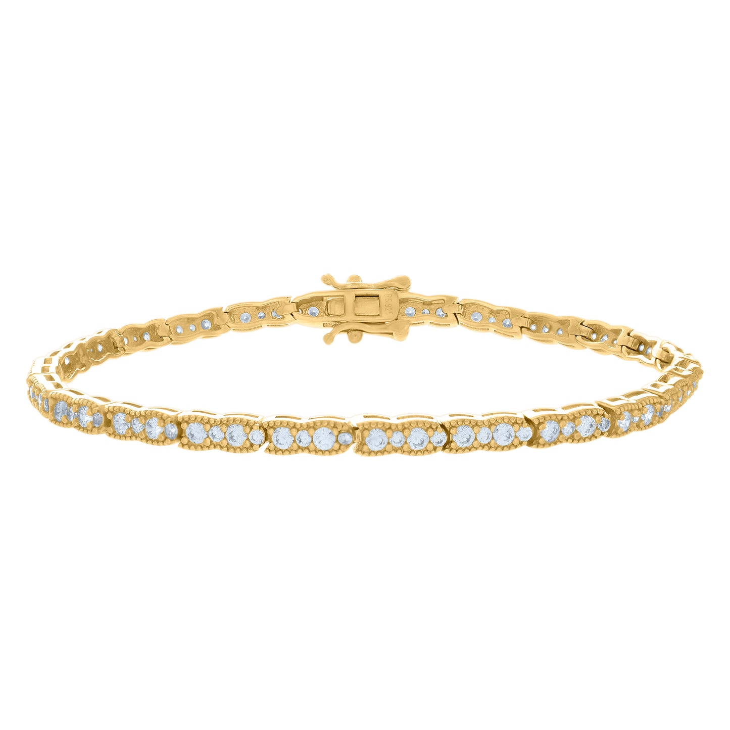 925 Sterling Silver Cz Bracelet 7"