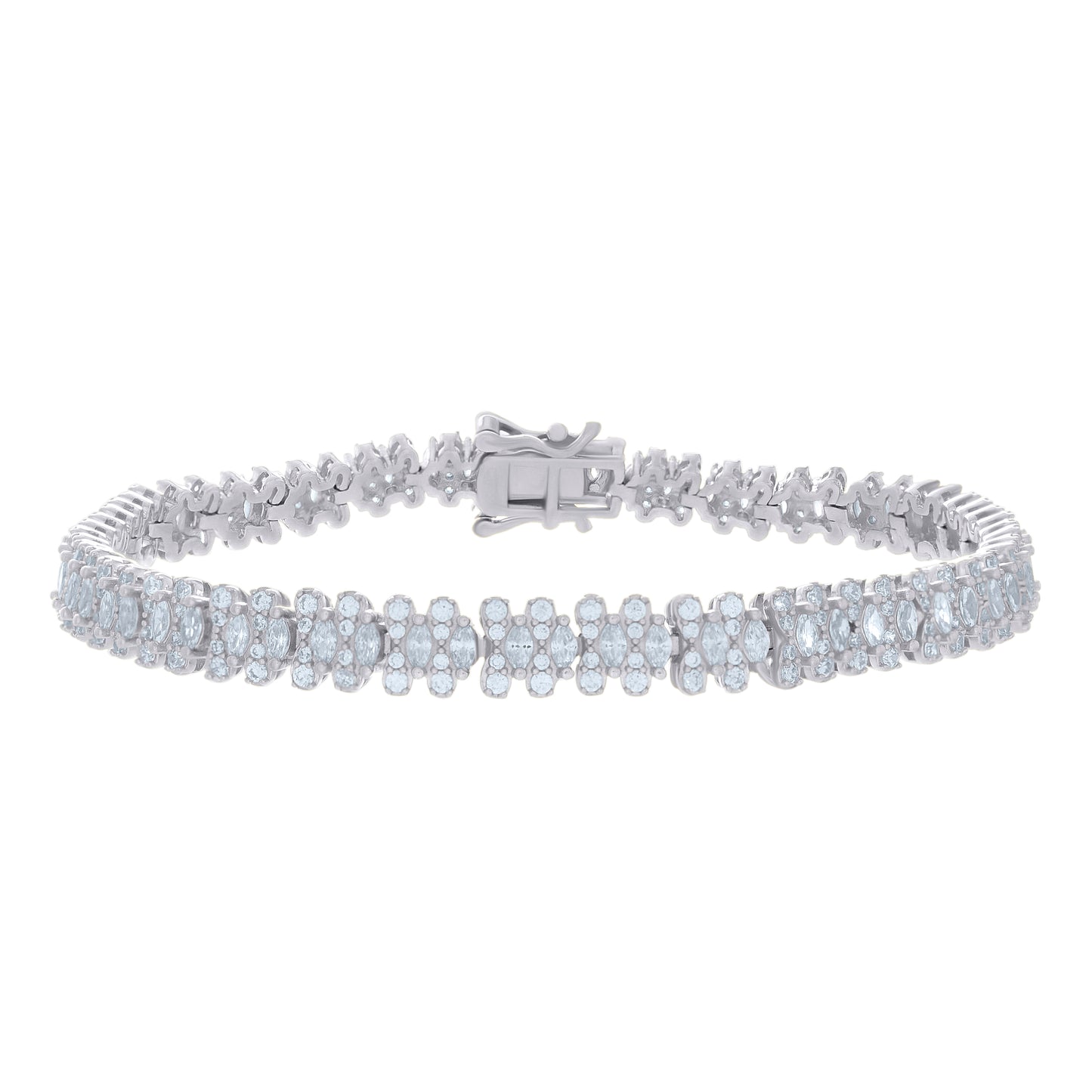 925 Sterling Silver Cz Bracelet 7"