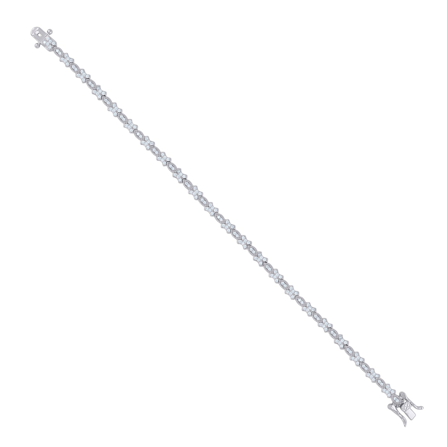 925 Sterling Silver Cz Bracelet 7"