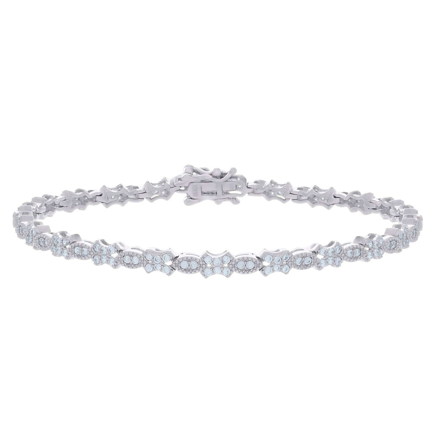 925 Sterling Silver Cz Bracelet 7"