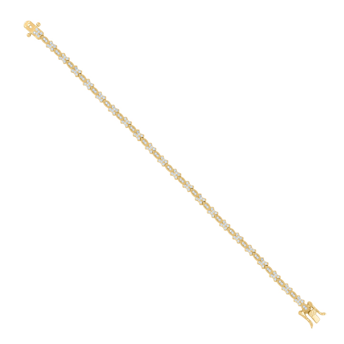 925 Sterling Silver Cz Bracelet 7"
