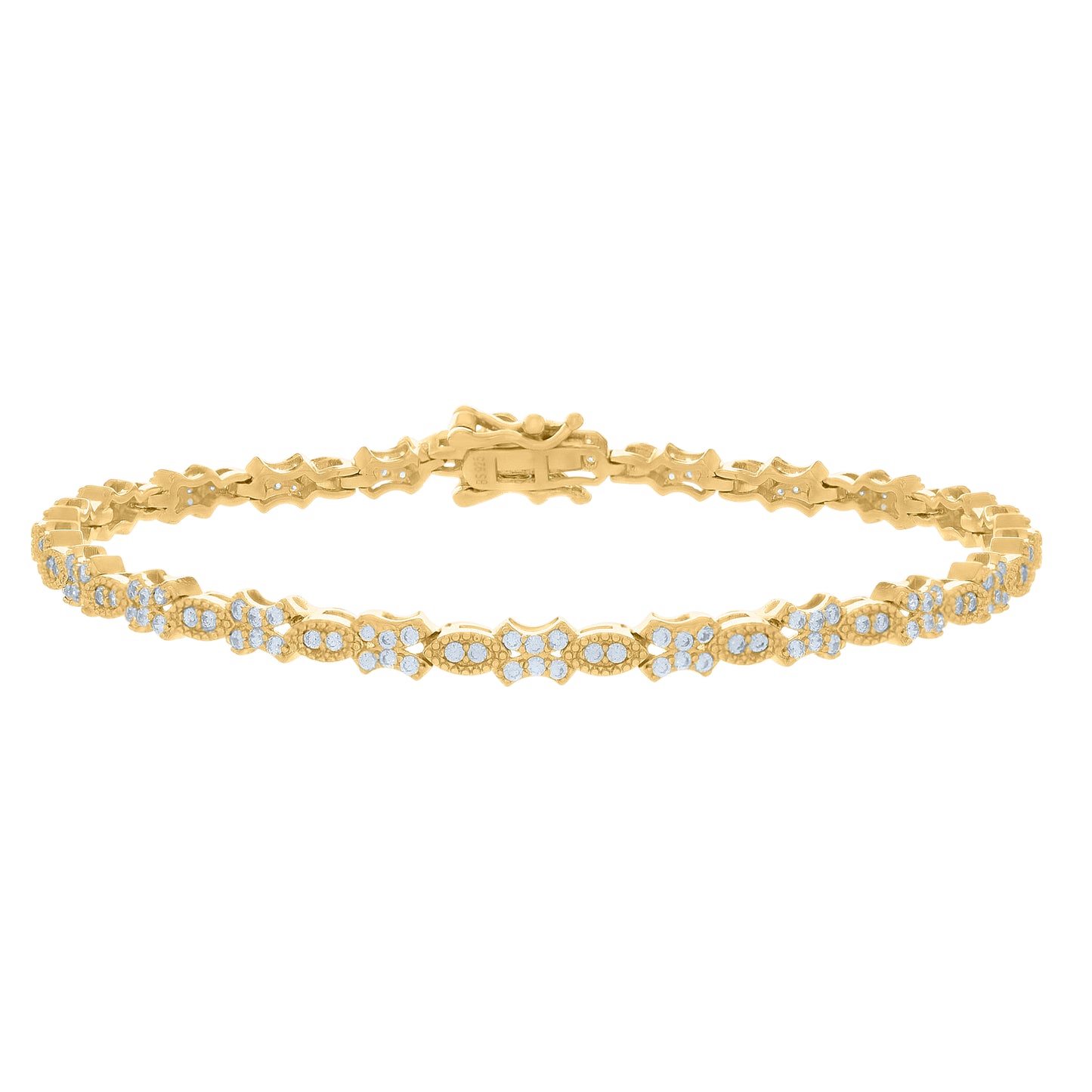 925 Sterling Silver Cz Bracelet 7"