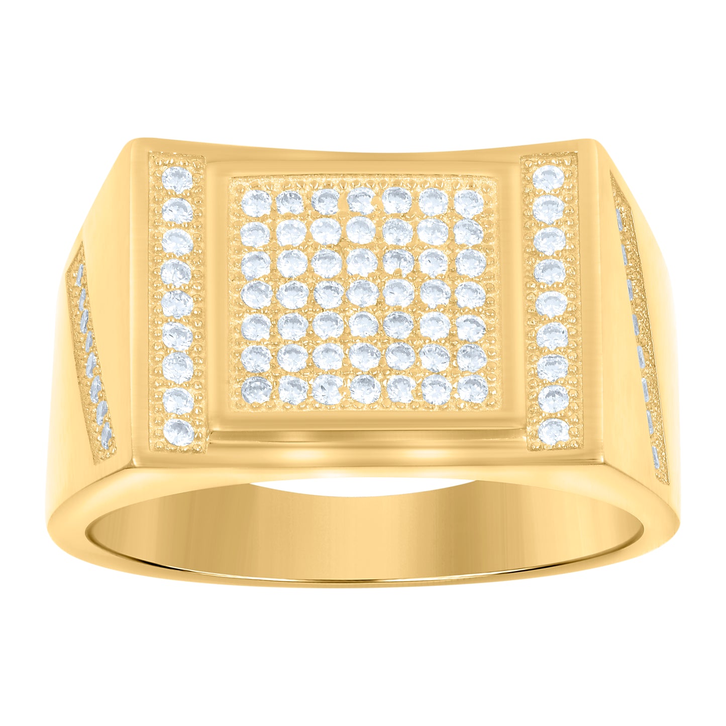 925 Sterling Silver Cz Ring Yellow Size 9