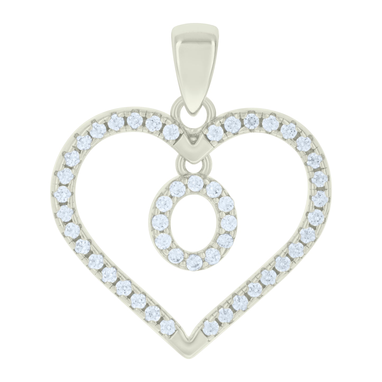 925 Sterling Silver Cz Pendant "O"