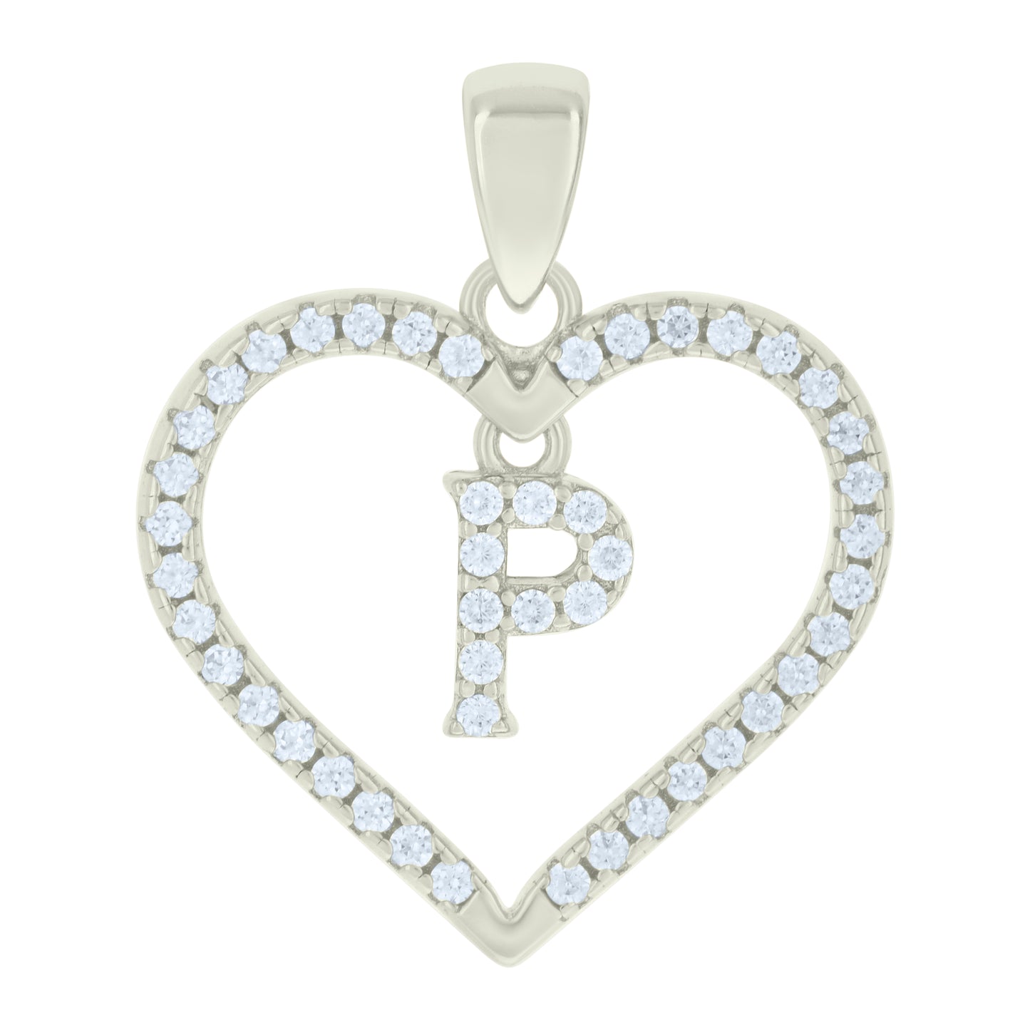 925 Sterling Silver Cz Pendant "P"
