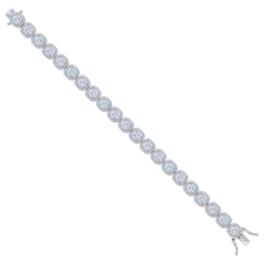 925 Sterling Silver Cz Bracelet 7"