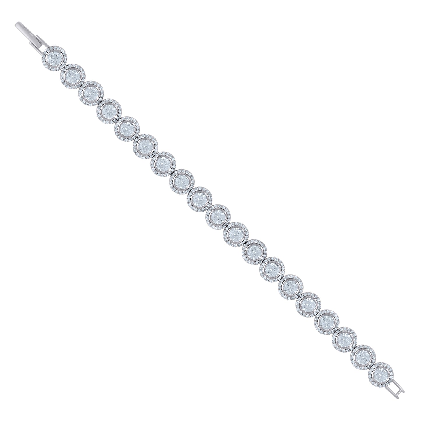 925 Sterling Silver Cz Bracelet 7"