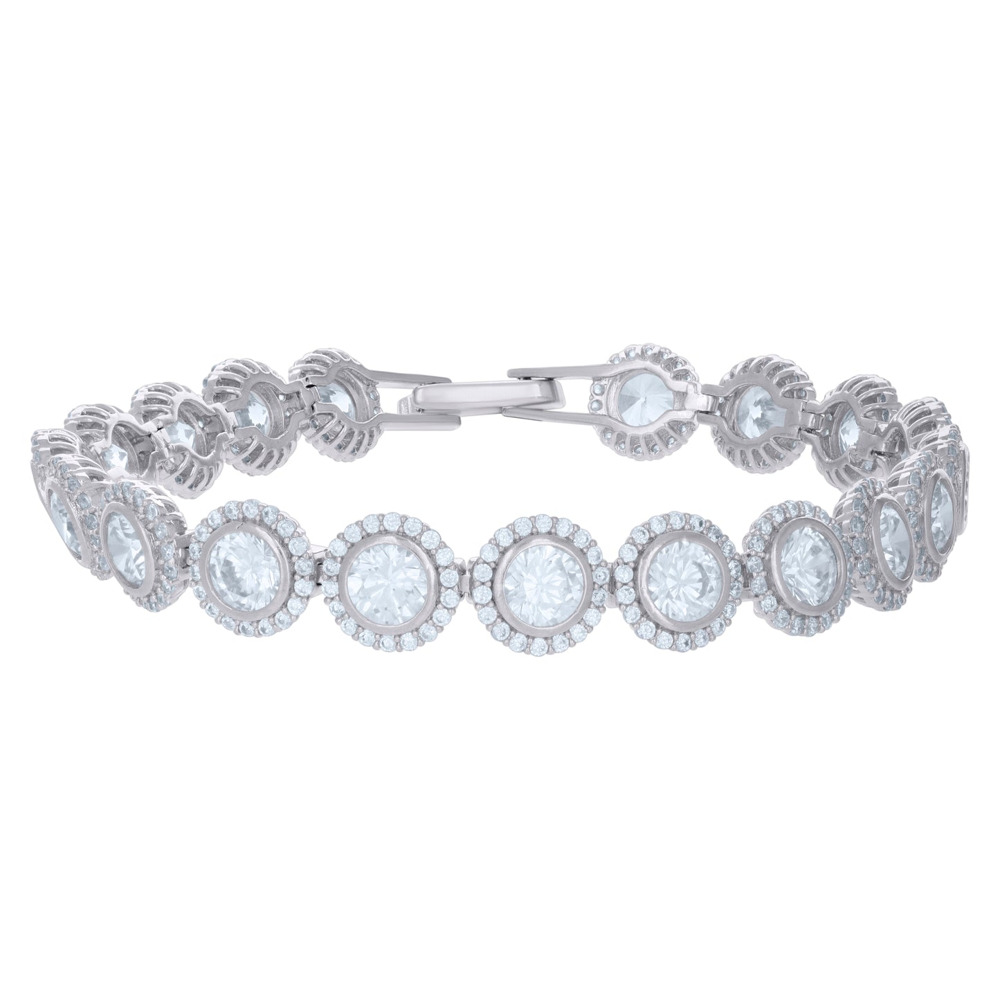 925 Sterling Silver Cz Bracelet 7"
